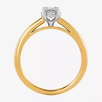 (I / Si2) Womens 1 CT. Lab Grown White Diamond Sterling Silver Cushion Solitaire Engagement Ring