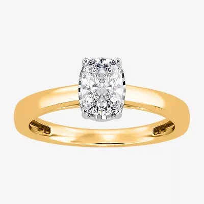 (I / Si2) Womens 1 CT. Lab Grown White Diamond Sterling Silver Cushion Solitaire Engagement Ring
