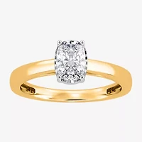 (I / Si2) Womens 1 CT. Lab Grown White Diamond Sterling Silver Cushion Solitaire Engagement Ring