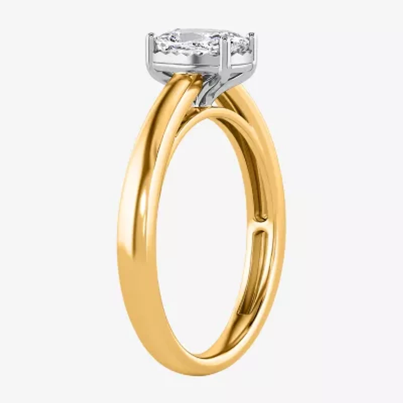 (I / Si2) Womens 1 CT. Lab Grown White Diamond Sterling Silver Cushion Solitaire Engagement Ring