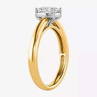 (I / Si2) Womens 1 CT. Lab Grown White Diamond Sterling Silver Cushion Solitaire Engagement Ring