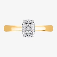 (I / Si2) Womens 1 CT. Lab Grown White Diamond Sterling Silver Cushion Solitaire Engagement Ring