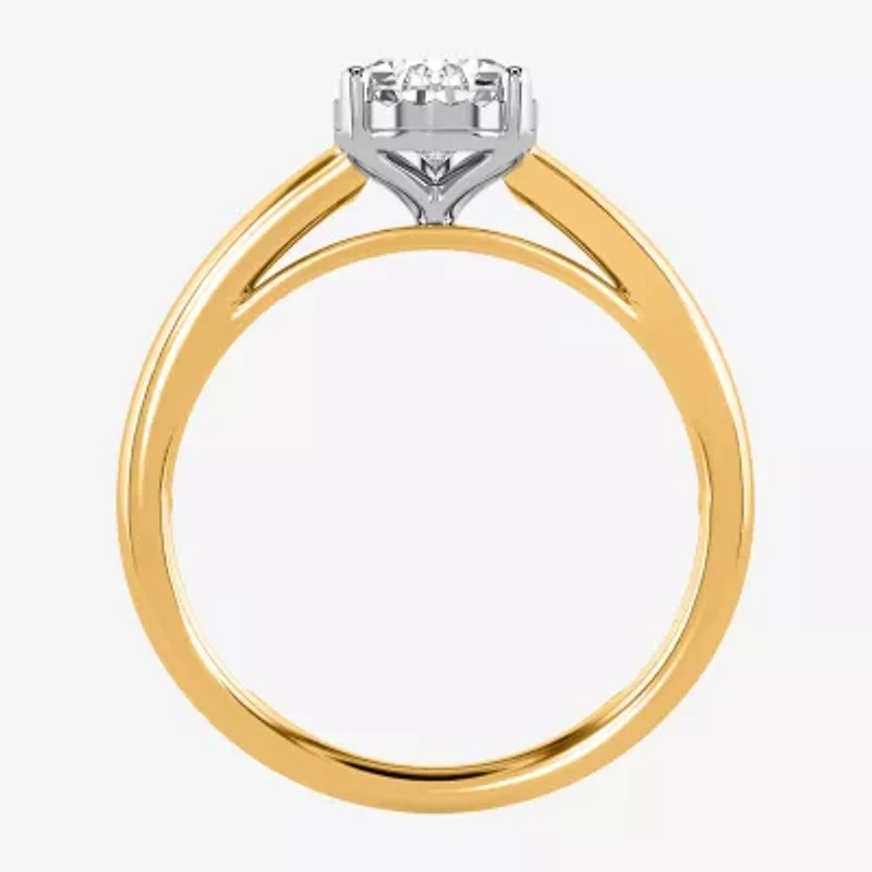 (I / Si2) Womens 1 CT. Lab Grown White Diamond Sterling Silver Pear Solitaire Engagement Ring