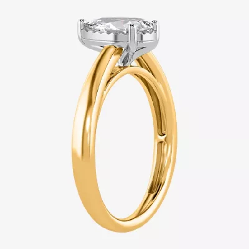 (I / Si2) Womens 1 CT. Lab Grown White Diamond Sterling Silver Pear Solitaire Engagement Ring