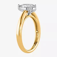 (I / Si2) Womens 1 CT. Lab Grown White Diamond Sterling Silver Pear Solitaire Engagement Ring