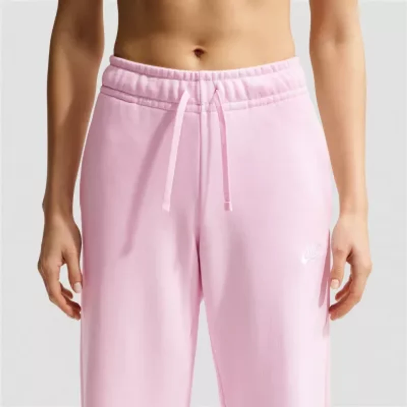 Nike Club Womens Lightweight Wide Leg Mid Rise Fleece Sweatpant
