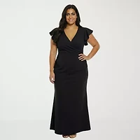24seven Comfort Apparel Womens Plus Short Sleeve Wrap Dress