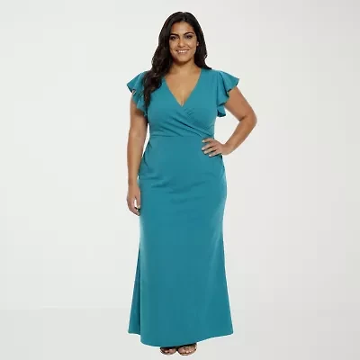 24seven Comfort Apparel Womens Plus Short Sleeve Wrap Dress