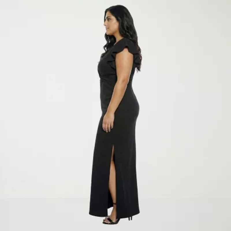 24seven Comfort Apparel Womens Plus Short Sleeve Wrap Dress