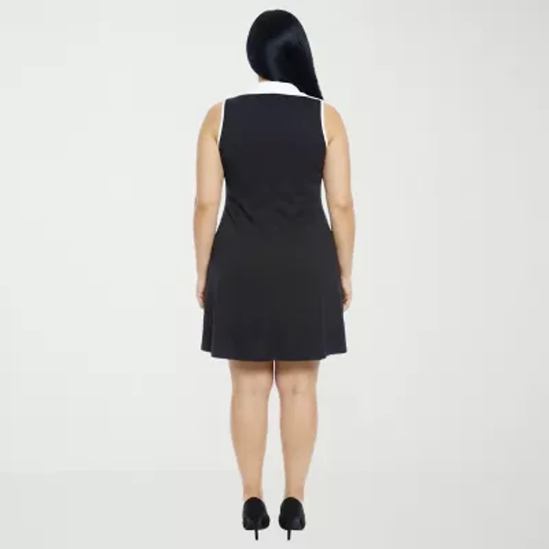 24seven Comfort Apparel Womens Plus V Neck Sleeveless A-Line Dress