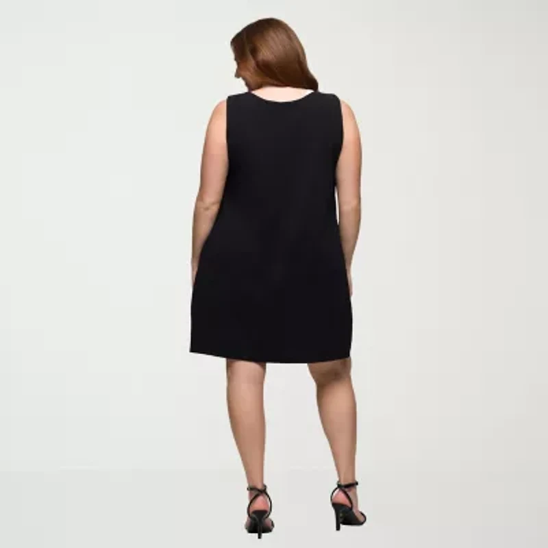 24seven Comfort Apparel Womens Plus Sleeveless Shift Dress