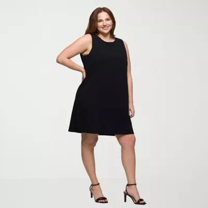 24seven Comfort Apparel Womens Plus Sleeveless Shift Dress
