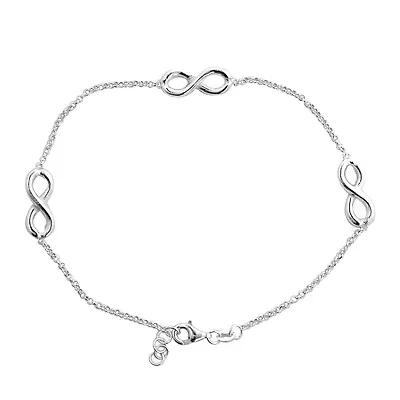 Sterling Silver Infinity Station Ankle Bracelet