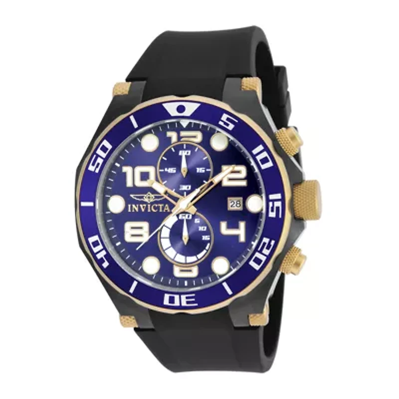 Invicta® Pro Diver Mens Black Silicone Strap Chronograph Sport Watch 17814