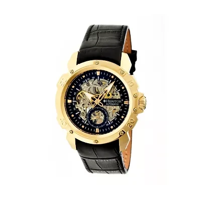 Heritor Automatic Carter Skeleton Dial Leather-Gold/Black Watches