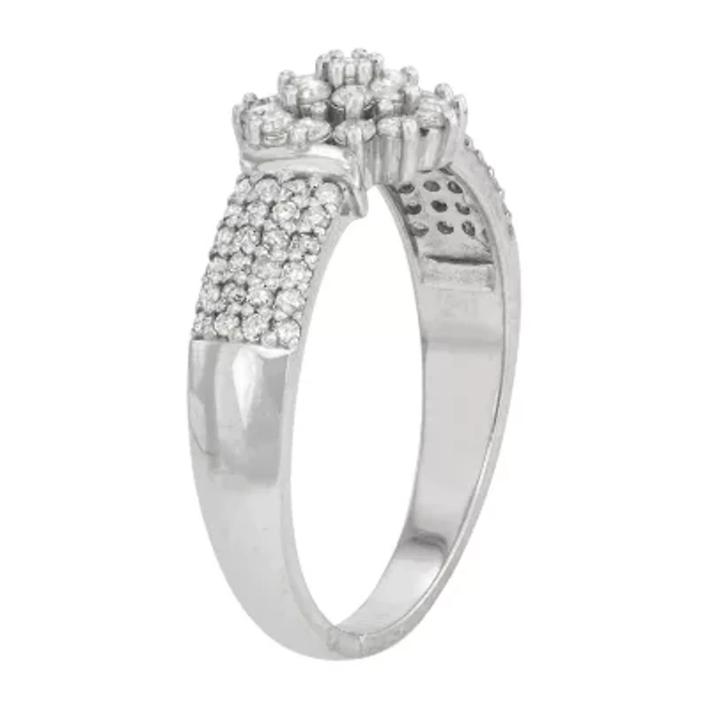 Womens 1/2 CT. T.W. Natural White Diamond Sterling Silver Cocktail Ring