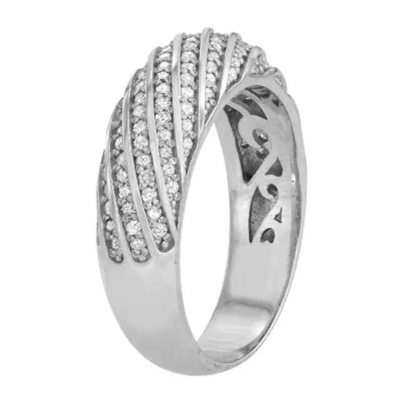 Womens 4MM 1/2 CT. T.W. Natural White Diamond Sterling Silver Band
