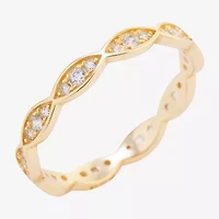 Silver Treasures Womens Cubic Zirconia 14K Gold Over Band