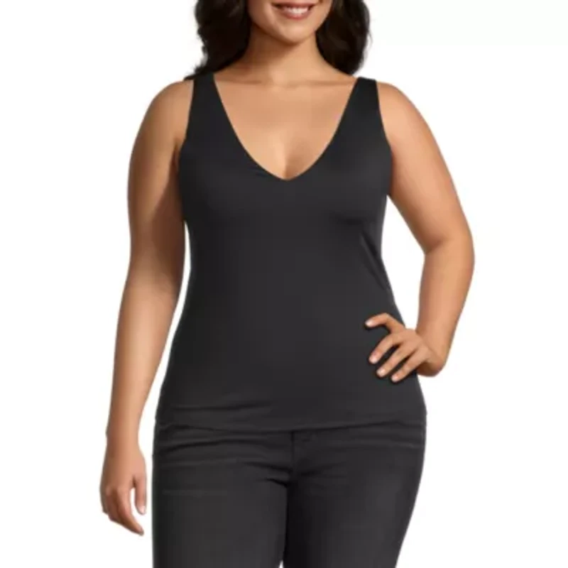 Worthington Plus Womens Ultra Smoothing V-Neck Tank