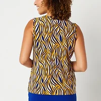 Black Label by Evan-Picone Womens Crew Neck Sleeveless Blouse