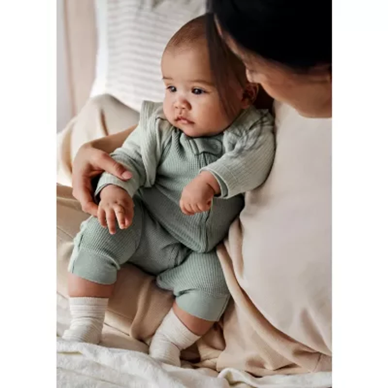 Carter's Baby Boys Round Neck Long Sleeve Rib 2-pc. Jumpsuit