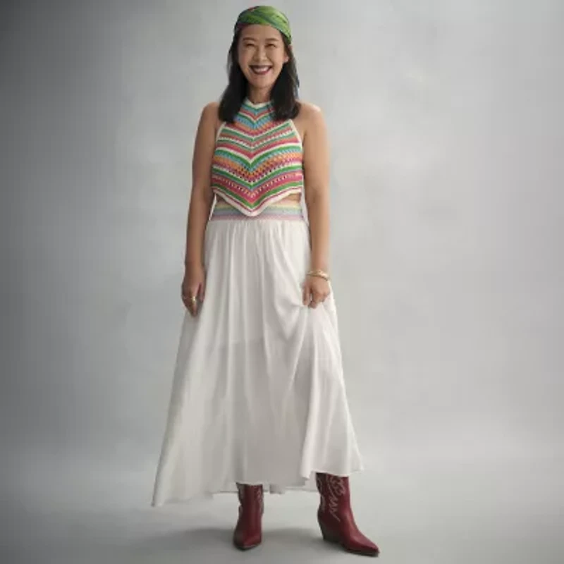 Hope & Wonder Pride Womens Rainbow Waist Maxi Skirt