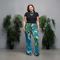 24seven Comfort Apparel Womens Mid Rise Flare Palazzo Pant-Plus