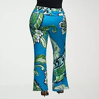 24seven Comfort Apparel Womens Mid Rise Flare Palazzo Pant-Plus