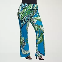24seven Comfort Apparel Womens Mid Rise Flare Palazzo Pant-Plus