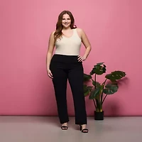 24seven Comfort Apparel Womens Skinny Mid Rise Plus Slim Pant