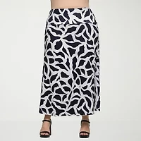 24seven Comfort Apparel Womens Mid Rise Long Plus A-Line Skirt