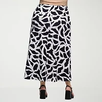 24seven Comfort Apparel Womens Mid Rise Long Plus A-Line Skirt