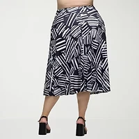 24seven Comfort Apparel Womens Mid Rise Midi A-Line Skirt-Plus