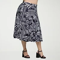 24seven Comfort Apparel Womens Mid Rise Midi A-Line Skirt-Plus