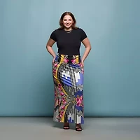24seven Comfort Apparel Womens Mid Rise Maxi Skirt - Plus
