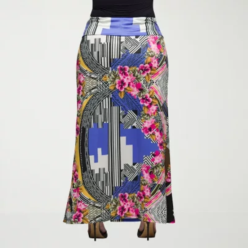 24seven Comfort Apparel Womens Mid Rise Maxi Skirt - Plus