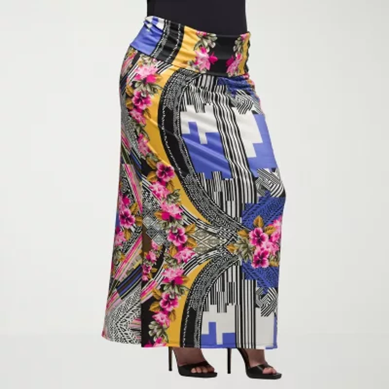 24seven Comfort Apparel Womens Mid Rise Maxi Skirt - Plus