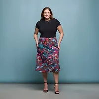 24seven Comfort Apparel Womens Mid Rise Plus A-Line Skirt