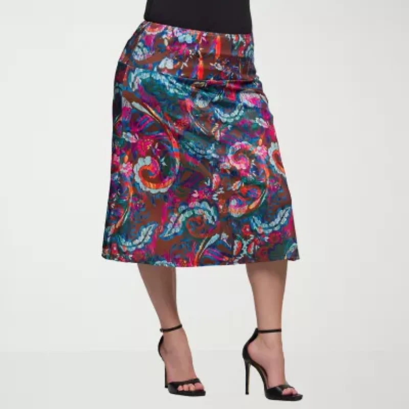 24seven Comfort Apparel Womens Mid Rise Plus A-Line Skirt