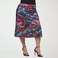 24seven Comfort Apparel Womens Mid Rise Plus A-Line Skirt