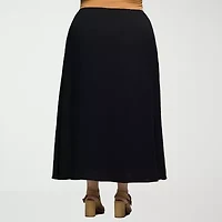 24seven Comfort Apparel Womens Plus Mid Rise Long A-Line Skirt