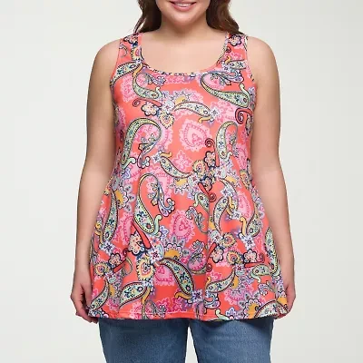 24seven Comfort Apparel Womens Plus Scoop Neck Sleeveless Tank Top