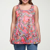 24seven Comfort Apparel Womens Plus Scoop Neck Sleeveless Tank Top