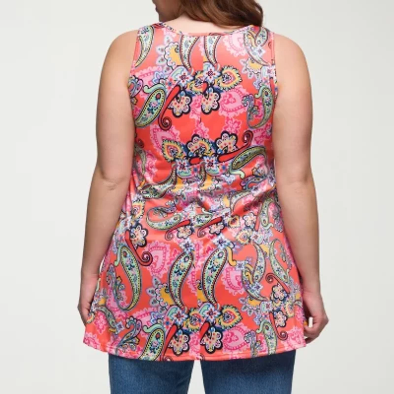 24seven Comfort Apparel Womens Plus Scoop Neck Sleeveless Tank Top