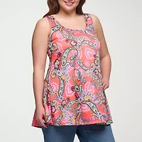 24seven Comfort Apparel Womens Plus Scoop Neck Sleeveless Tank Top
