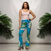 24seven Comfort Apparel Womens Mid Rise Flare Palazzo Pant