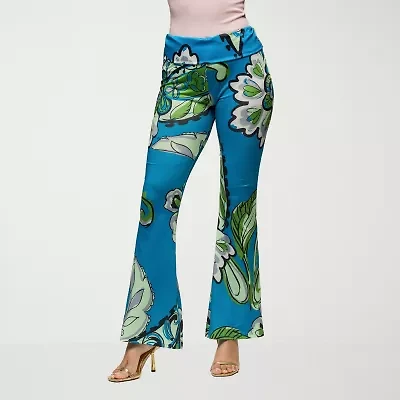 24seven Comfort Apparel Womens Mid Rise Flare Palazzo Pant