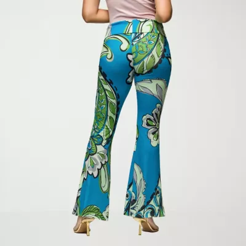 24seven Comfort Apparel Womens Mid Rise Flare Palazzo Pant