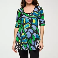 24seven Comfort Apparel Womens Scoop Neck Elbow Sleeve Tunic Top