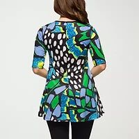 24seven Comfort Apparel Womens Scoop Neck Elbow Sleeve Tunic Top